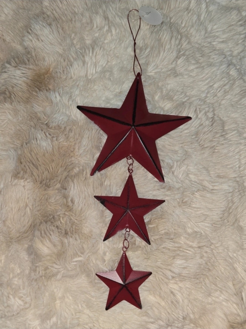 Rustic Red Star Hanging Farmhouse Decoration